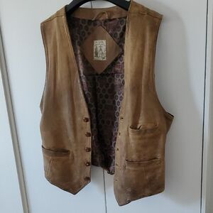 Vintage Men's Tan Leather Vest